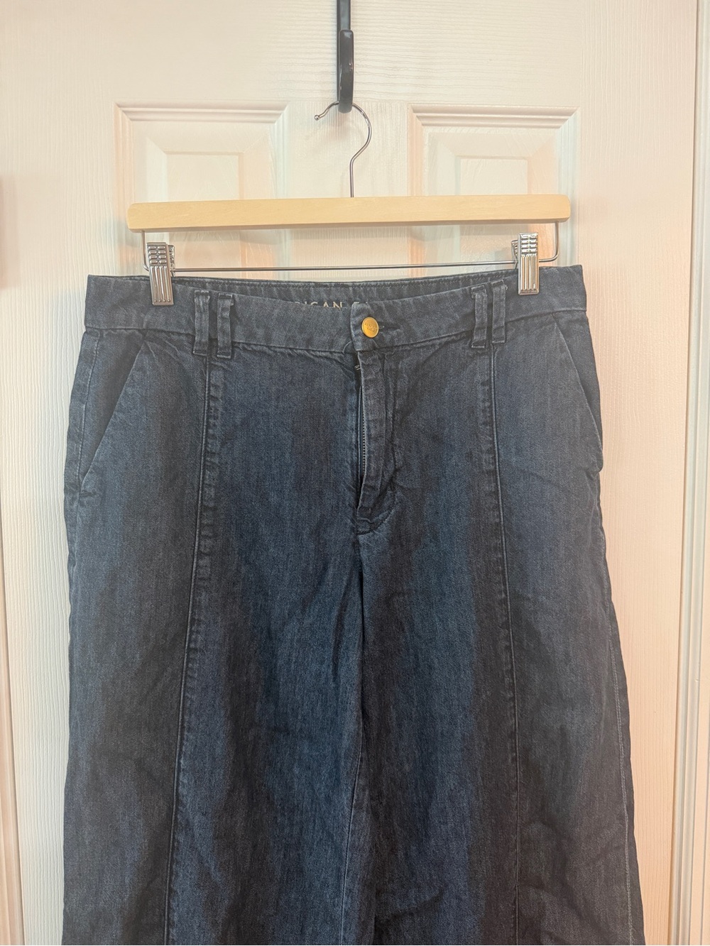 American Eagle Size 6 Dark Wash Wide Leg Jeans Front Seam - Picture 3 of 7
